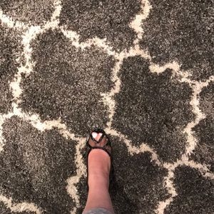 Black open toe pumps